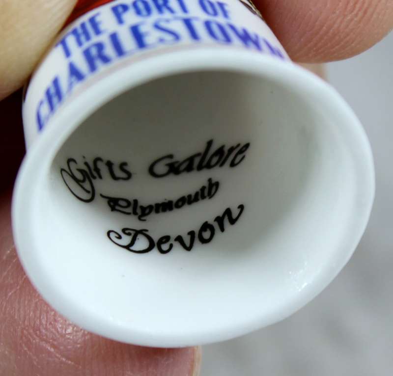 Bone China thimble - the port of Charlestown - Plymouth Devon