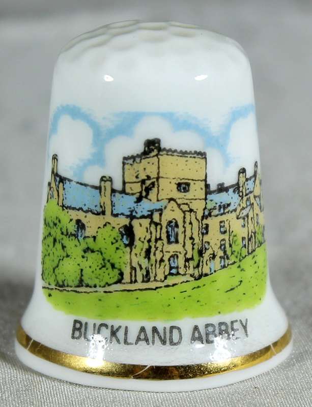 Bone China thimble - Buckland Abbey - national trust