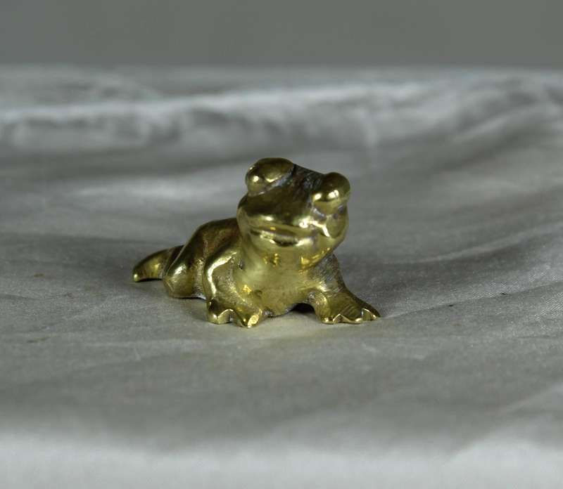 Miniature brass frog