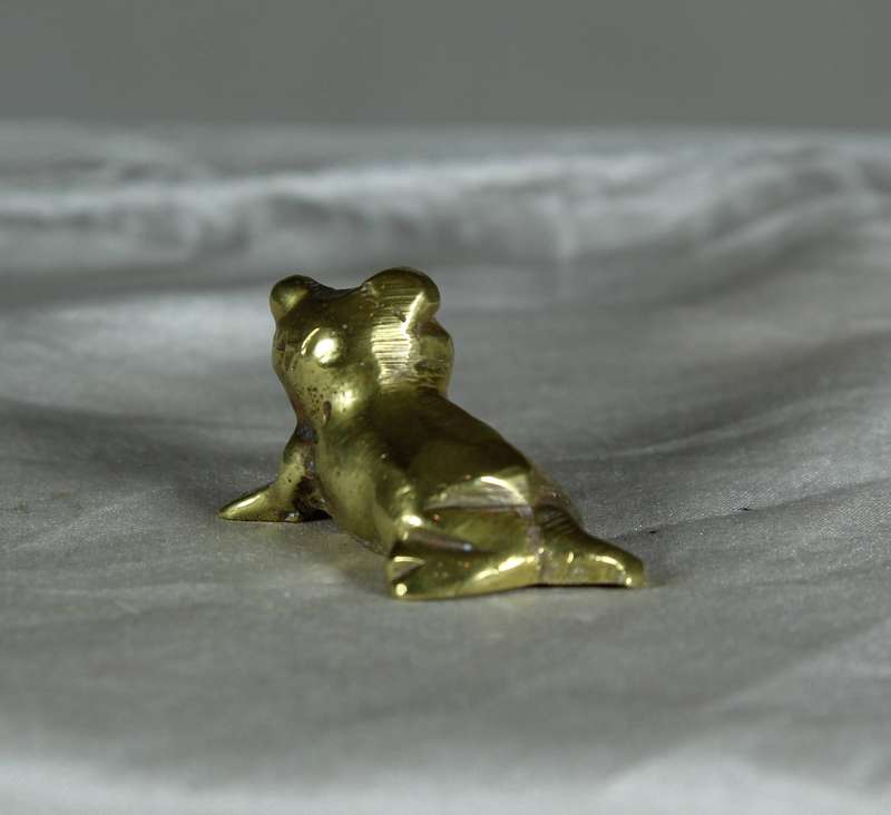 Miniature brass frog