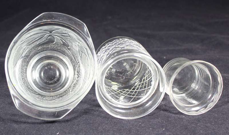 Set of three glass containers