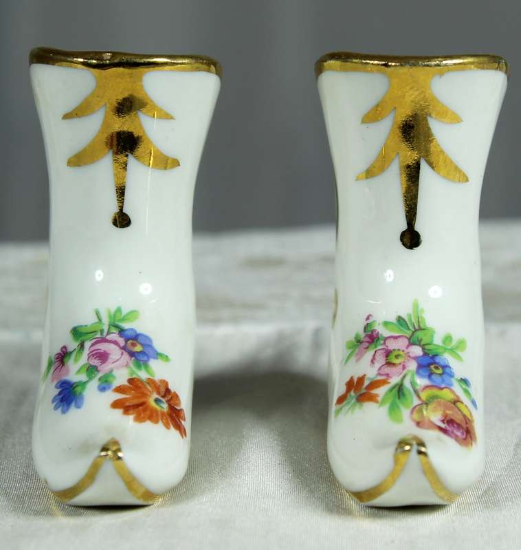 Miniature Limoges - Flower themed pair of boots