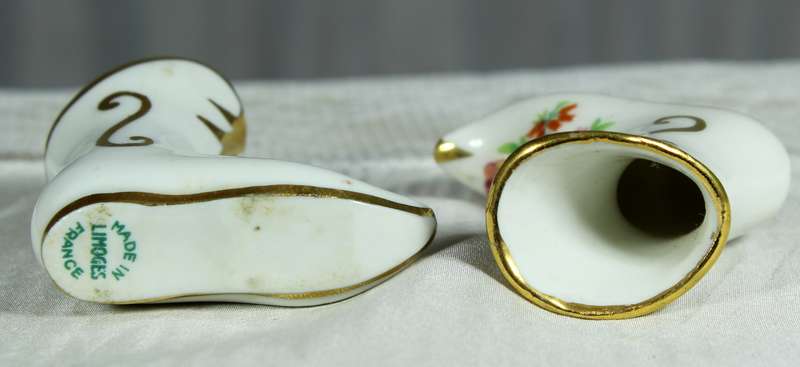 Miniature Limoges - Flower themed pair of boots