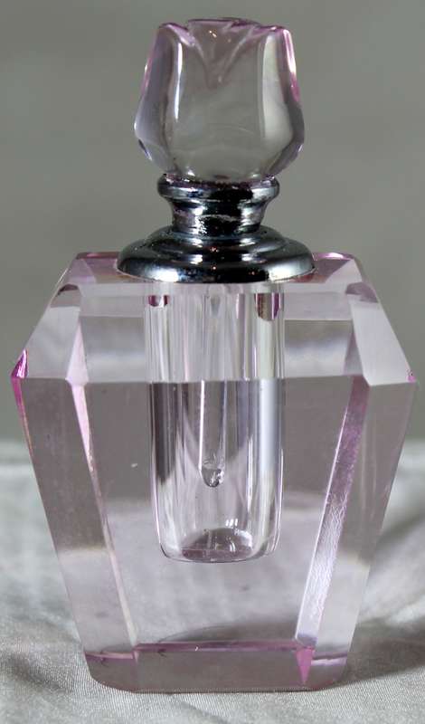 Mini pink glass perfume bottle