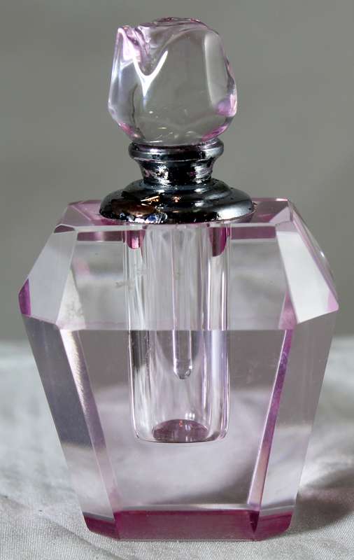 Mini pink glass perfume bottle