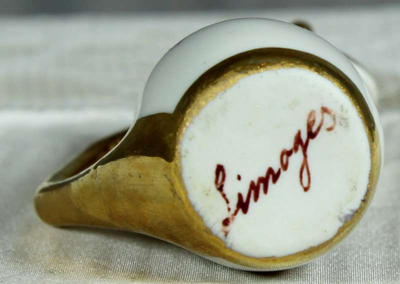 Miniature Limoges - Victorian themed lidded pitcher