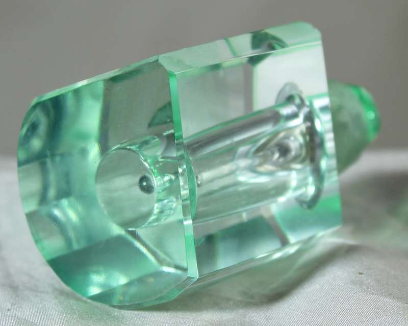 Mini green glass perfume bottle