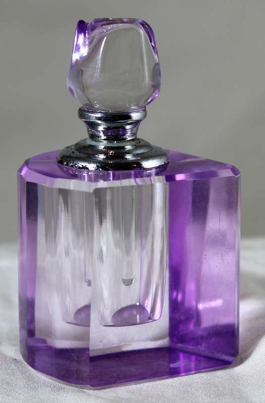 Mini purple glass perfume bottle