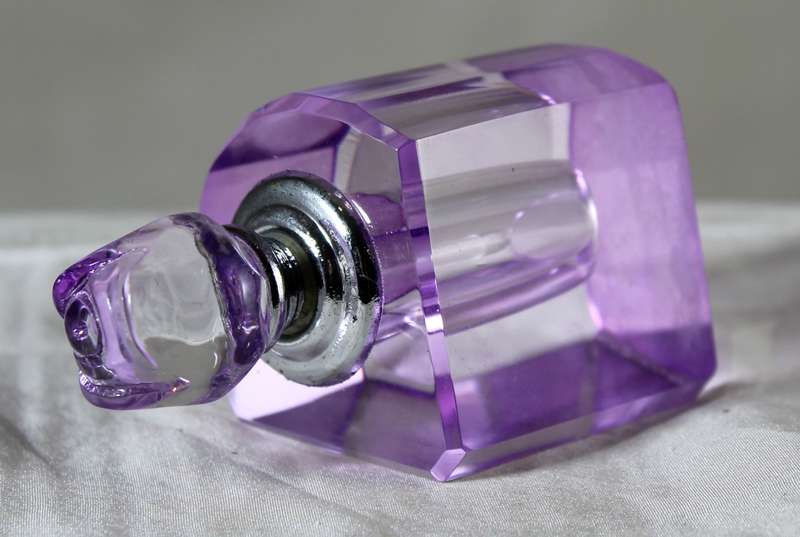 Mini purple glass perfume bottle