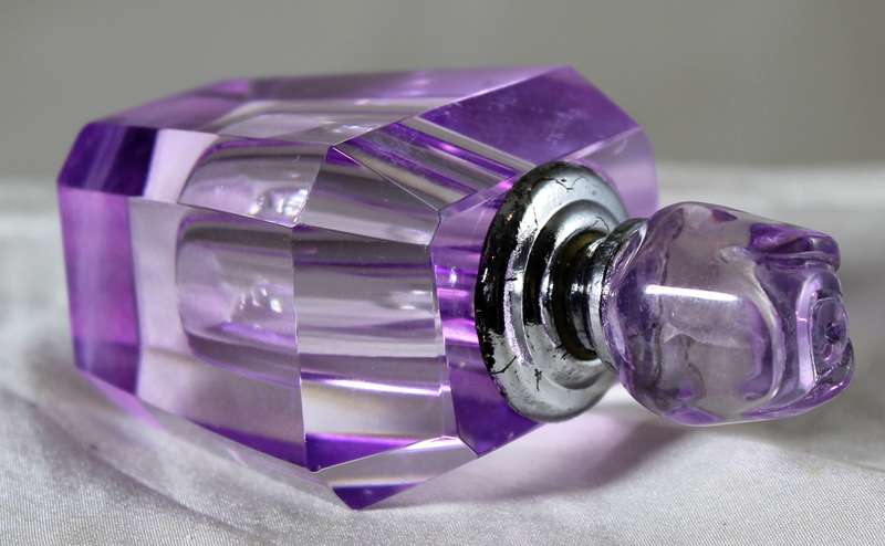 Mini purple glass perfume bottle
