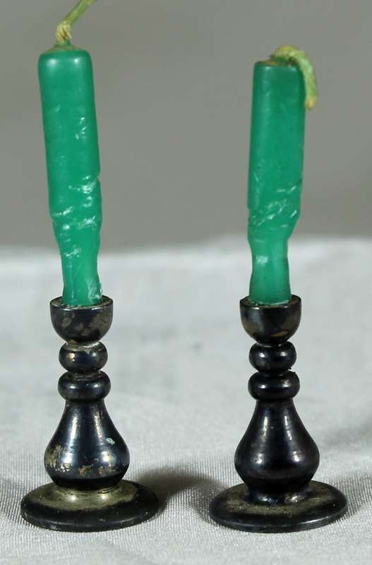 Miniature brass pair of candles