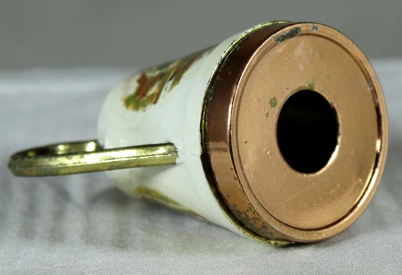 Miniature brass and porcelain kettle