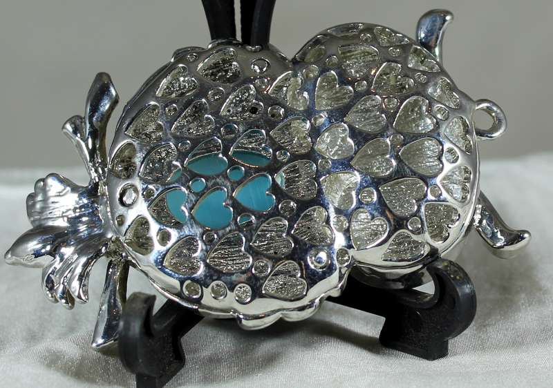 Metal owl with semi-precious stone pendant