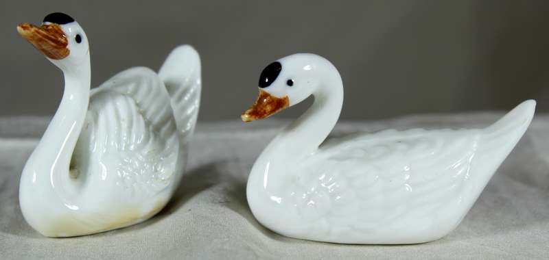 Pair of porcelain swans
