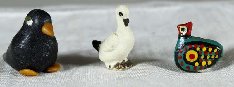 Set of three mini miniature birds