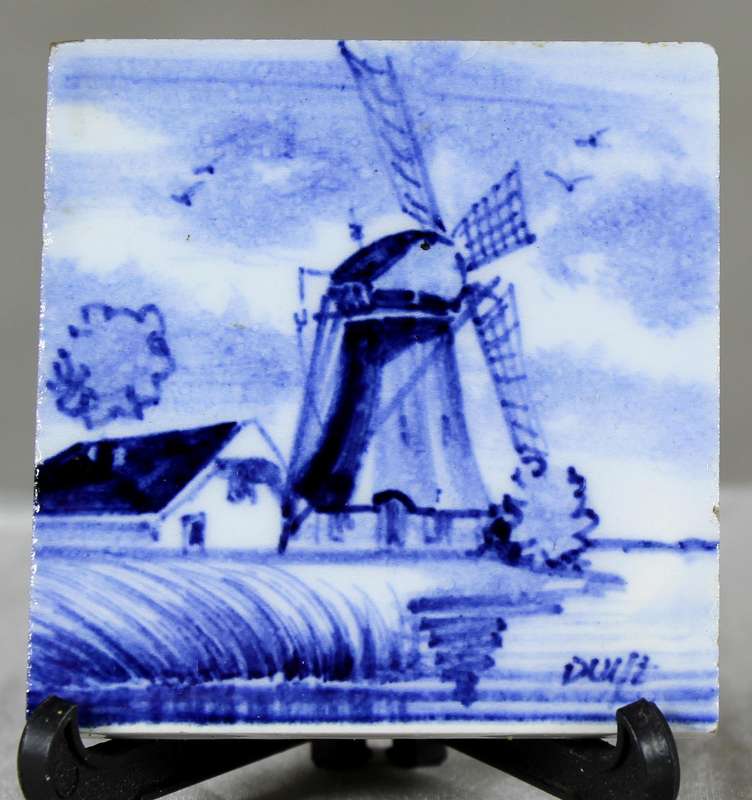 Small Dutch tile on stand