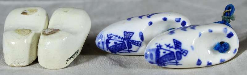 Two pairs of Dutch miniature shoes