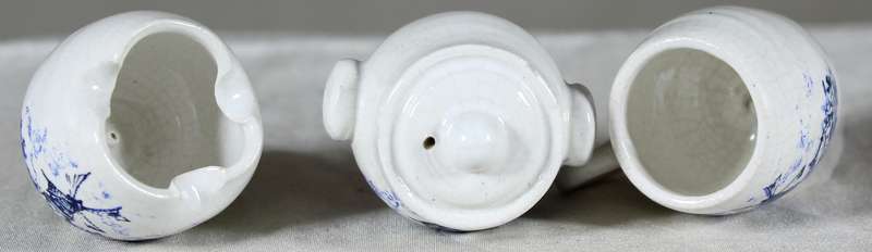 Set of three blue & white miniatures