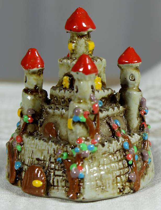 Miniature castle with red tower