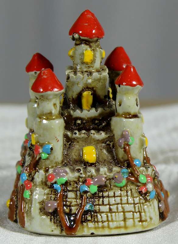 Miniature castle with red tower