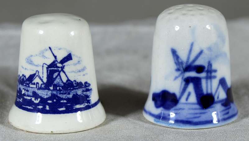 Pair of Dutch themed thimbles
