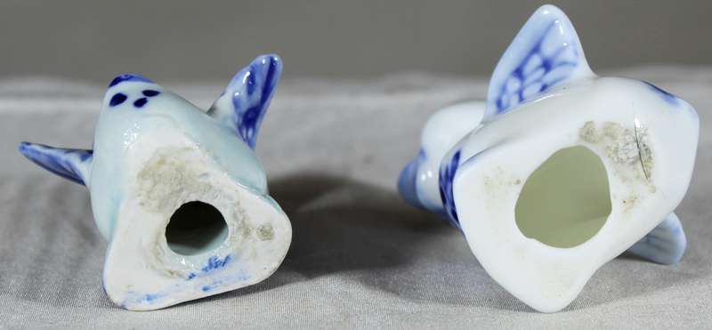 Pair of very small blue & white chicklets