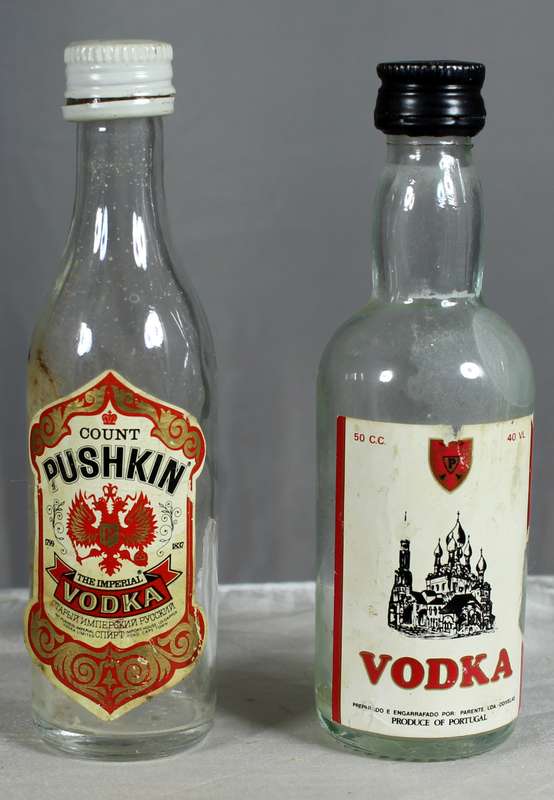 Empty liquor bottles - Pair of vodka bottles