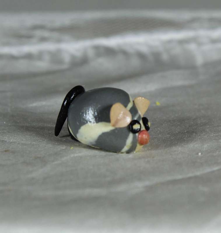 Mini miniature grey and white mouse