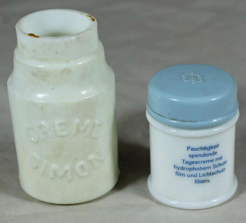 Cream Simon white glass bottle & Ellen Betrix ointment
