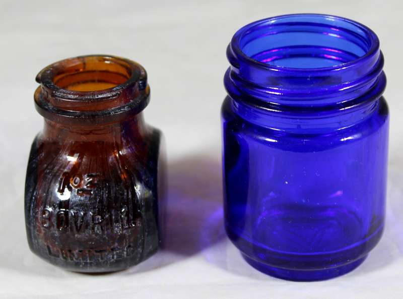 Blue bottle & Bovril bottle