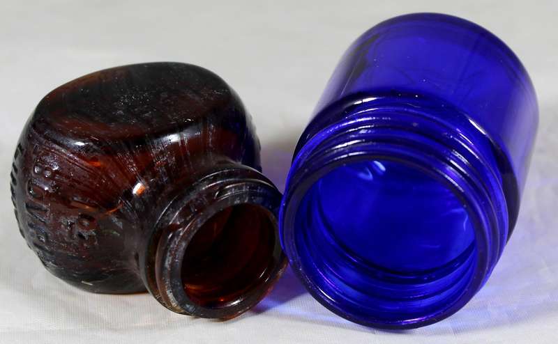 Blue bottle & Bovril bottle