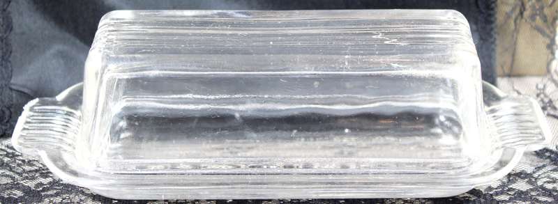 Small glass lidded butter dish