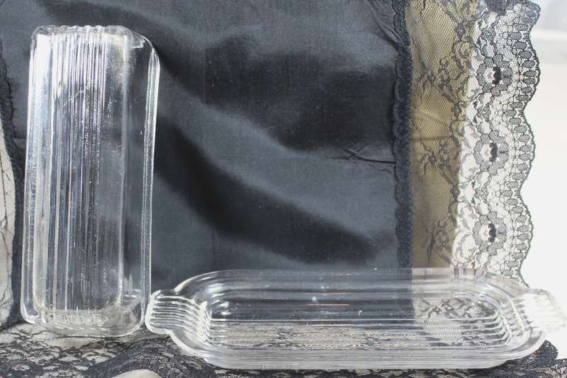 Small glass lidded butter dish