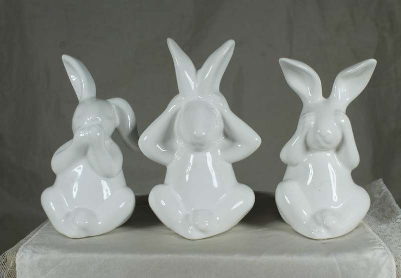 Set of rabbits, hear no evil, see no evil and speak no evil