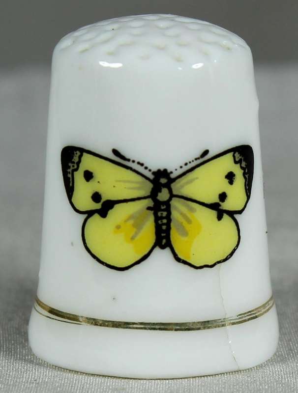 Bone China thimble - yellow butterfly