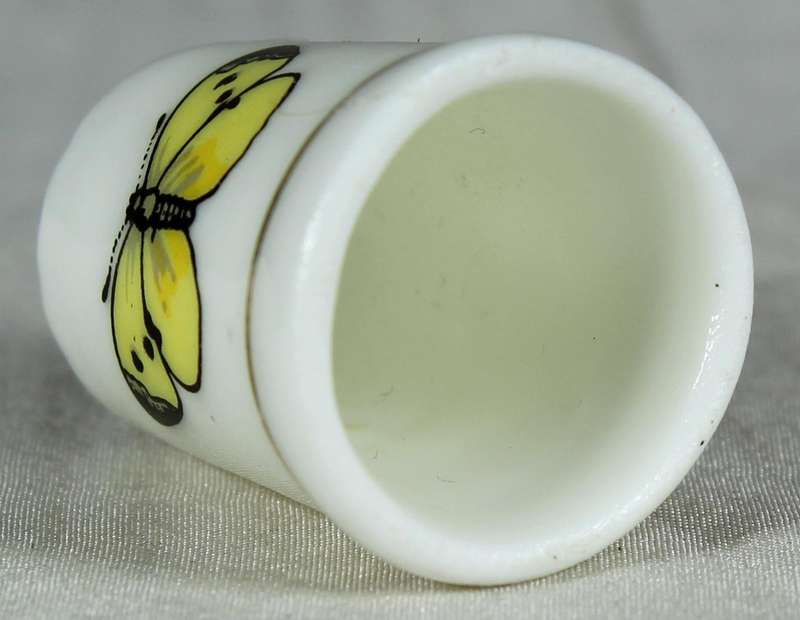 Bone China thimble - yellow butterfly