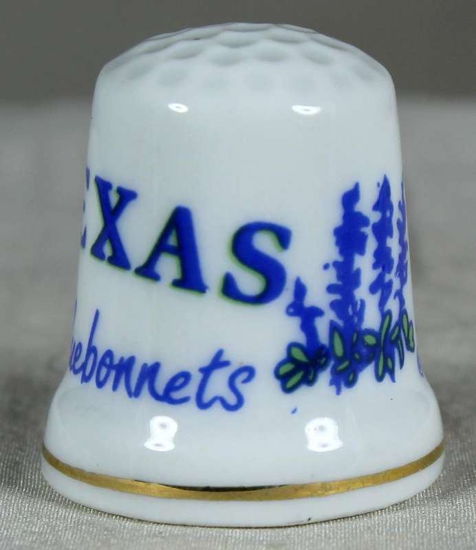 Bone China thimble - Texas bluebonnets