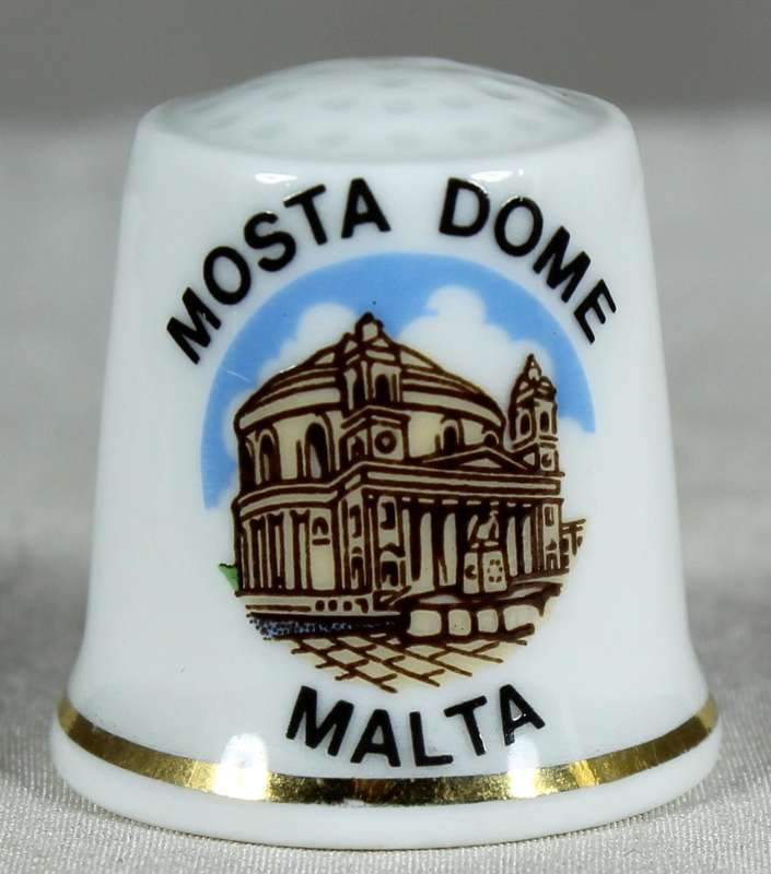 Bone China thimble - Mosta Dome Malta