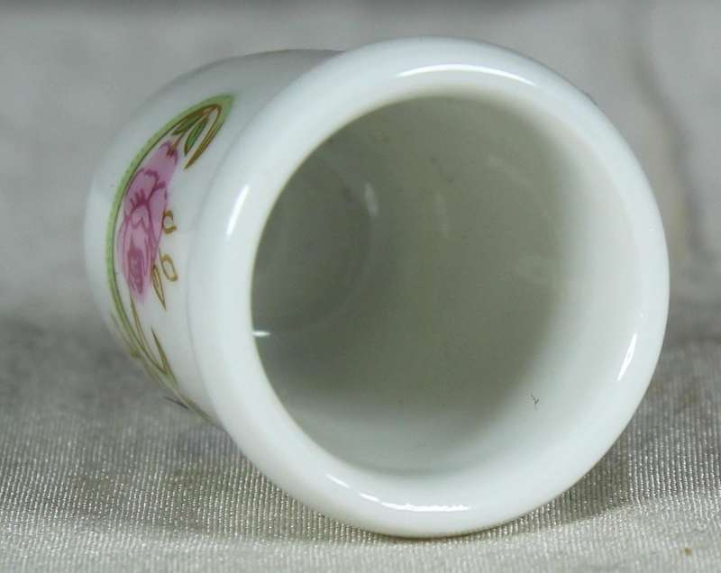 Bone China thimble - pink & blue flowers