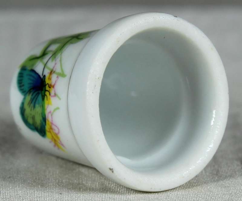 Bone China thimble - green butterfly