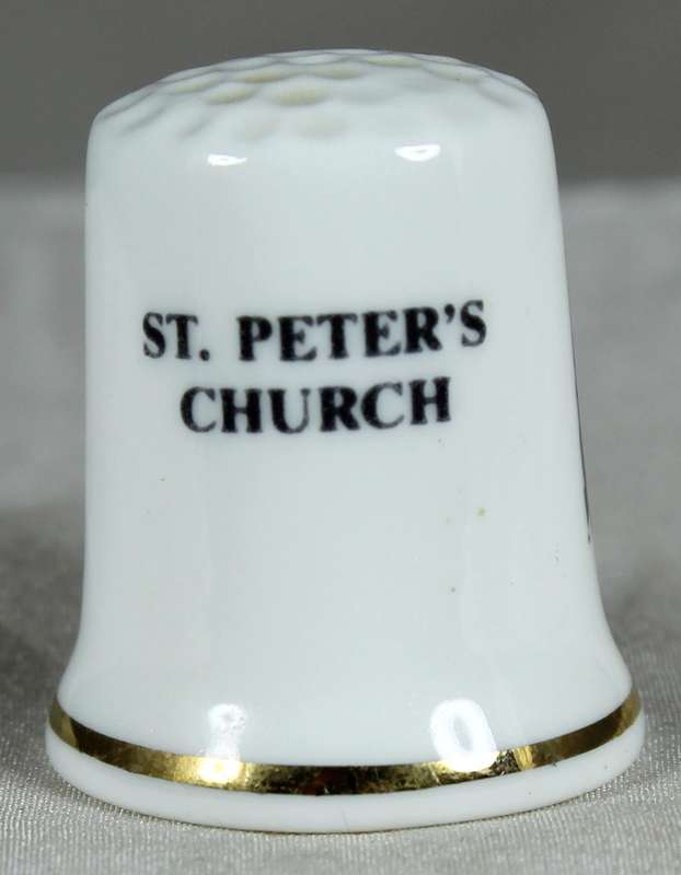 Bone China thimble - Heysham - St Peter's church