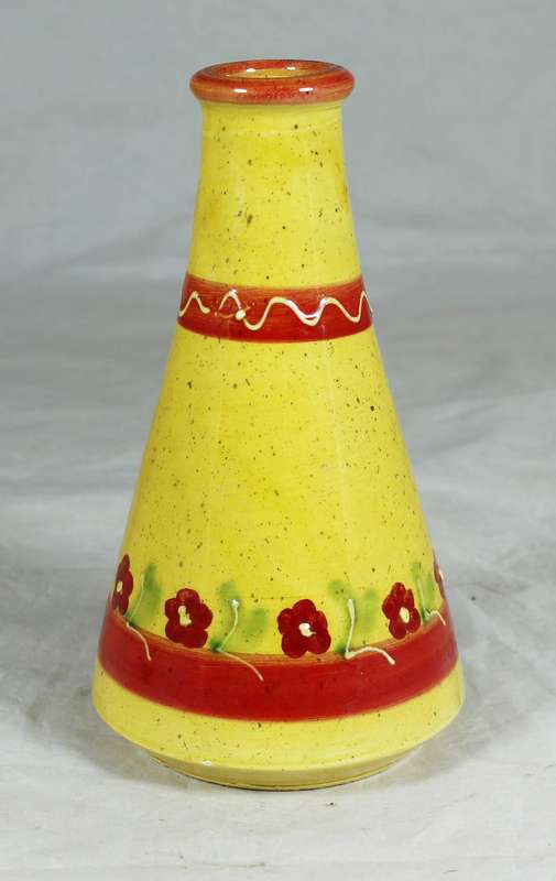 Conical vase with embossed flowers