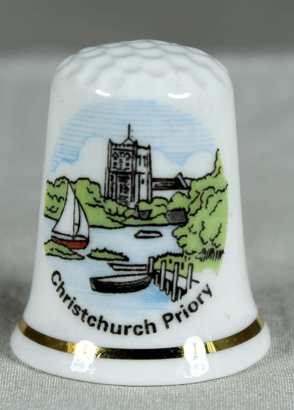 Bone China thimble - Christchurch Priory - Sights of Britain
