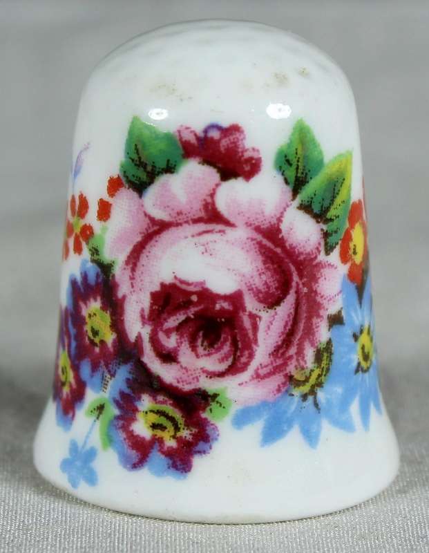 Bone China thimble - Multi flowers