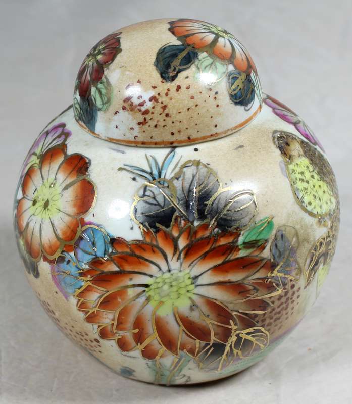 Embossed and hand painter ginger jar