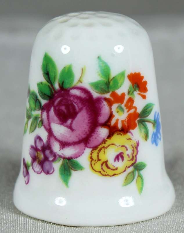 Bone China thimble - Multi flowers - Peter Gosling