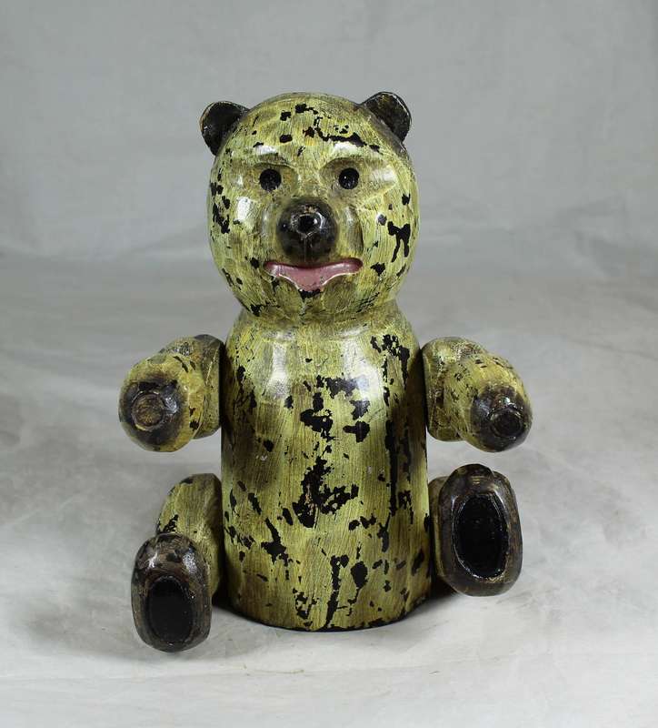 Hand made articulated wooden cat