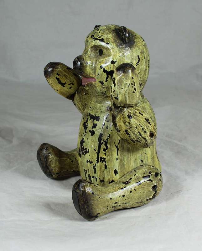 Hand made articulated wooden cat