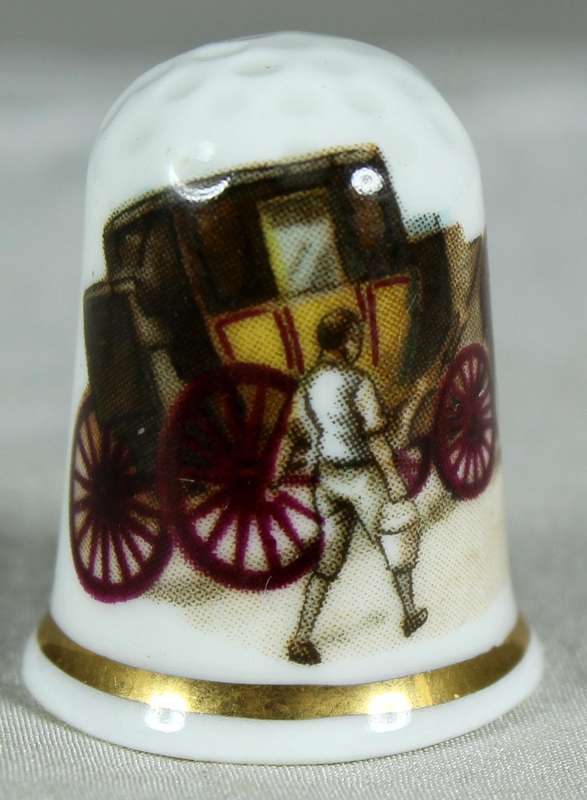 Bone China thimble - Vintage Coach - Fenton