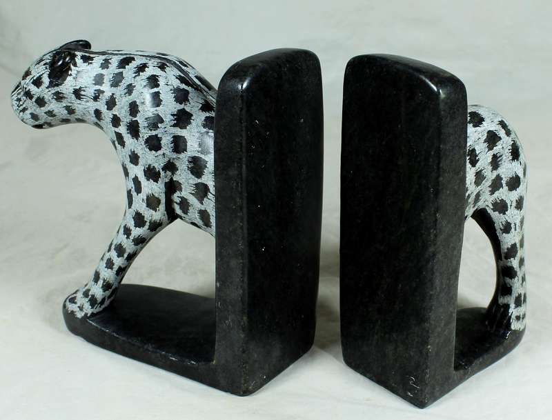 Cheetah carved stone bookend
